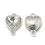 Alloy Glass Links Connectors, Faceted, Heart, Platinum