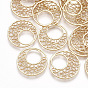 Brass Pendants, Filigree Findings, Flat Round, Real 18K Gold Plated