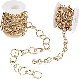 CHGCRAFT 4M 2 Styles Aluminium link Chains, Cable Chains & Rolo Chains, Textured, with Spool, Unwelded