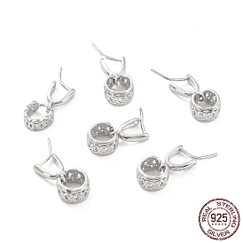 925 Sterling Silver Ice Pick Pinch Bails, Hollow Flat Round