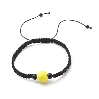Acrylic Braided Bead Bracelet, Nylon Cord Adjustable Bracelet for Women