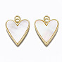 Brass Pendants, with Shell and Jump Rings, Nickel Free, Heart