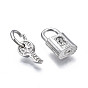 Rack Plating Alloy Charms Set, with Crystal Rhinestone and Jump Ring, Large Hole Pendants, Cadmium Free & Nickel Free & Lead Free, Pad Lock and Key