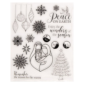 Clear Silicone Stamps, for DIY Scrapbooking, Photo Album Decorative, Cards Making, Stamp Sheets, Christmas Tree & Snowflake & Family & Lantern