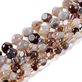 Natural Botswana Agate Beads Strands, with Seed Beads, Six Sided Celestial Dice, Faceted