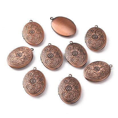 Brass Locket Pendants, Picture Frame Charms for Necklace, Oval