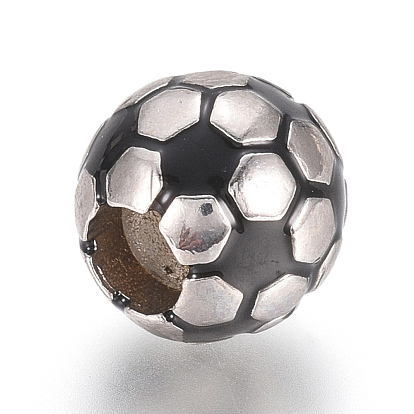 Brass Beads, with Enamel, Football