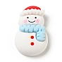 Opaque Christmas Resin Cabochons, Snowman with Light Blue Scarf