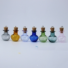 Lampwork Cork Bottles Ornament, Empty Wishing Bottles, DIY Vials for Pendant Decorations