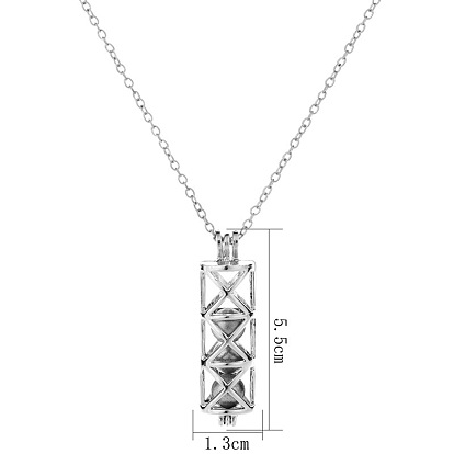 Collier pendentif cage colonne en alliage avec perles lumineuses, bijoux phosphorescents pour femmes hommes