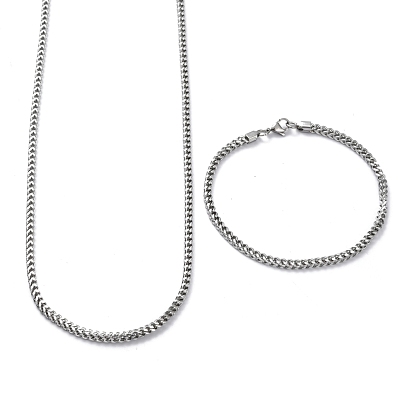 304 браслеты-цепочки из нержавеющей стали, браслеты и ожерелья, комплекты украшений., с карабин-лобстерами 