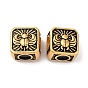 Rack Plating Brass European Beads, Large Hole Beads, Long-Lasting Plated, Matte Style, Square with Insect