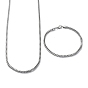 304 chaînes de corde en acier inoxydable bracelets et colliers ensembles de bijoux, avec fermoir pince de homard