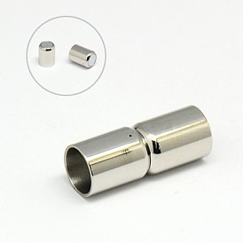 304 Stainless Steel Magnetic Clasps with Glue-in Ends, Column, 18mm, Hole: 6mm