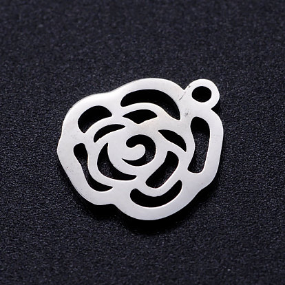 201 Stainless Steel Hollow Charms, Flower