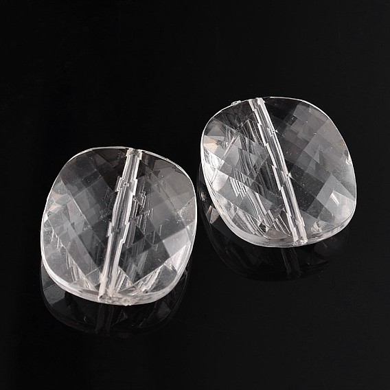 Transparent Acrylic Beads, Faceted, Rectangle