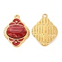 Enamel Pendants, with 304 Stainless Steel Finding and Acrylic Cabochon, Real 18K Gold Plated, Rhombus Charm