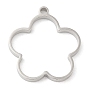 304 Stainless Steel Open Back Bezel Flower Pendants, For DIY UV Resin, Epoxy Resin, Pressed Flower Jewelry
