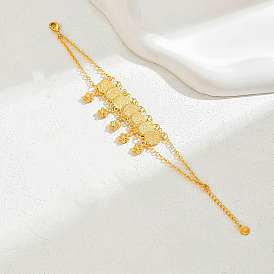 Brass Coin Link Bracelets, Cable Chains Bracelets for Women
