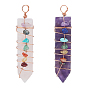 SUPERFINDINGS 2Pcs 2 Style Natural Rose Quartz & Amethyst Big Pendants, with Rose Gold Brass Findings and Mixed Stone, Arrow