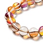 Brins de perles de pierre de lune synthétiques électrolytiques, teint, perles holographiques, demi couleur ab plaqué, ronde