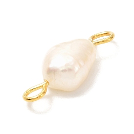 Natural Cultured Freshwater Pearl Beads Links Connectors, with 304 Stainless Steel Eye Pin
