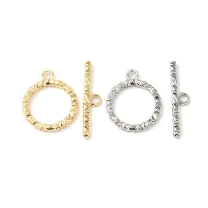 Brass Toggle Clasps, Textured Ring