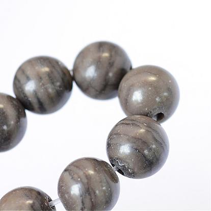 Natural Black Wood Lace Stone Round Bead Strands