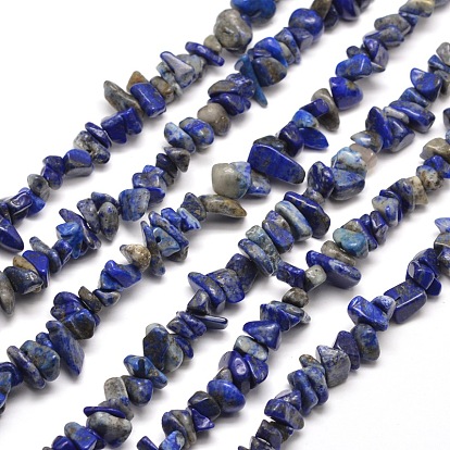 Natural Lapis Lazuli Chip Bead Strands, 5~8x5~8mm, Hole: 1mm, about 31.5 inch