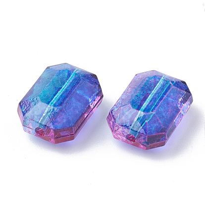 Two Tone Transparent Spray Painted Acrylic Bead, Rectangle Octagon