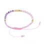 Adjustable Nylon Thread Braided Bead Bracelets, with Natural Gemstone Beads, Glass Seed Beads and Brass Beads