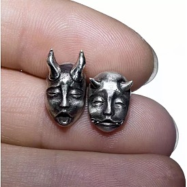 Funny Devil Twin Mask Earrings - Halloween Vintage Ear Studs.