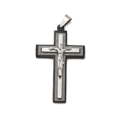 Placage sous vide 304 grands pendentifs en acier inoxydable, crucifix croix