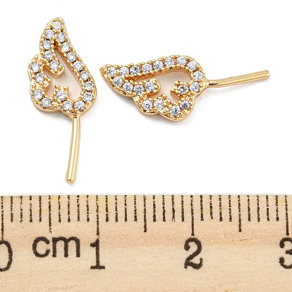 Brass Micro Cubic Zirconia Wing Shape Head Pins, for Baroque Pearl Making