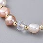 Colliers de perles de culture d'eau douce, avec des perles à facettes en verre rondelle, perles en laiton et fermoirs à vis, boîte en carton