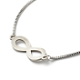 Infinity Symbol Charm Adjustable Slider Bracelet for Men Women, with 316 Surgical Stainless Steel Venice Chains