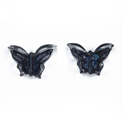 Resin Cabochons, with Glitter Powder, Butterfly