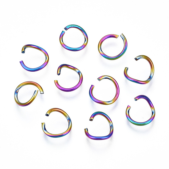 Placage ionique (ip) couleur arc-en-ciel 304 anneaux ouverts en acier inoxydable, rond