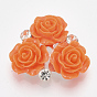 Resin Cabochons, with Alloy and Rhinestone, Flower