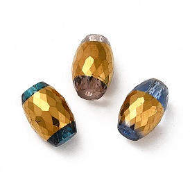 Opaque Electroplate Glass Beads, Golden Plated, Faceted, Oval