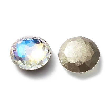 Cabujones de diamantes de imitación de cristal, espalda y espalda planas, facetados, semicírculo