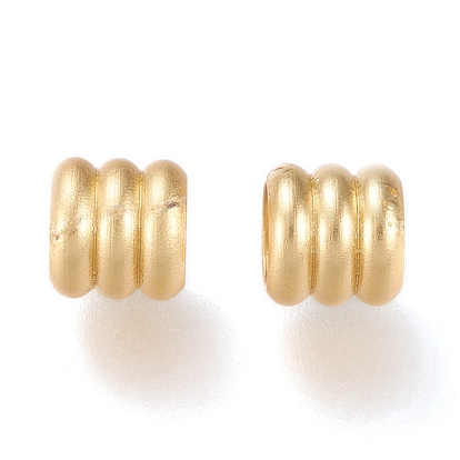 Matte Brass European Style Beads, Large Hole Beads, Long-Lasting Plated, Column