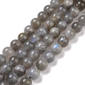 Labradorite naturelle rangées de perles, ronde