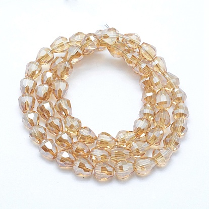Electroplate Glass Beads, Pearl Luster Plated, Faceted, Drop