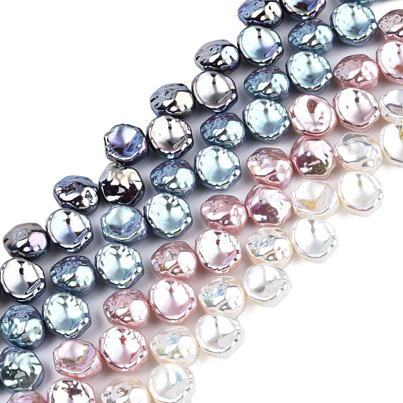 ABS Plastic Imitation Pearl Beads Strands, AB Color Plated, Nuggets