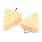 Resin Pendants, with Platinum Iron Peg Bail, Imitation Food, Cheese