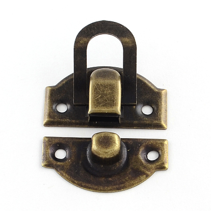 Wooden Box Lock Catch Clasps, 29x27x6mm, Hole: 2.5mm