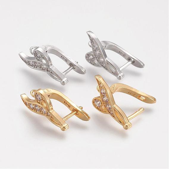 Brass Micro Pave Cubic Zirconia Hoop Earrings