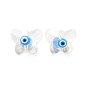 Evil Eye Glass Butterfly Beads, with Enamel, Faceted, AB Color Plated