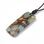 Assembled Bronzite and Aqua Terra Jasper Pendant Necklaces, with Leather Cord, Rectangle